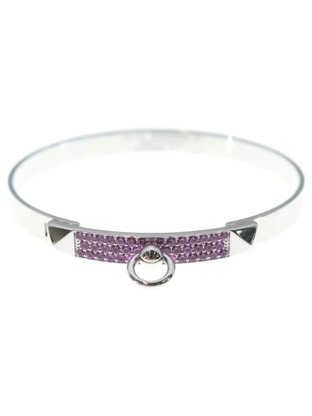 Hermes Collier de Chien Pink Sapphire Ble 18k White Gold White Bracelet